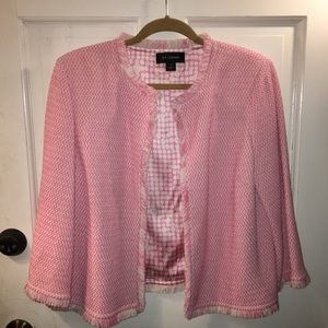St. John jacket pink white 12 eyelash fringe